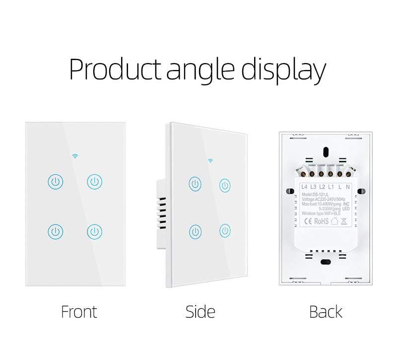 WiFi Smart US Touch Glass Switch Panel 1-4 Gang(RSH-SP001-004-US)